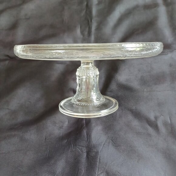Antique 1880s Early American Pattern Glass Pedestal Cake Stand Made in USA Bryce - Picture 3 of 12
